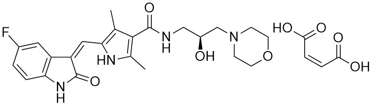(Z)-but-2-enedioic acid,5-[(Z)-(5-fluoro-2-oxo-1H-indol-3-ylidene)methyl]-N-[(2S)-2-hydroxy-3-morpholin-4-ylpropyl]-2,4-dimethyl-1H-pyrrole-3-carboxamide 